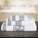 Athens Cotton Greek Scroll and Floral 3-Piece Assorted Towel Set  - White-Gray