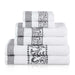 Athens Cotton Greek Scroll and Floral 6-Piece Assorted Towel Set - White-Gray