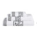 Athens Cotton Greek Scroll and Floral 3-Piece Assorted Towel Set  - White-Gray