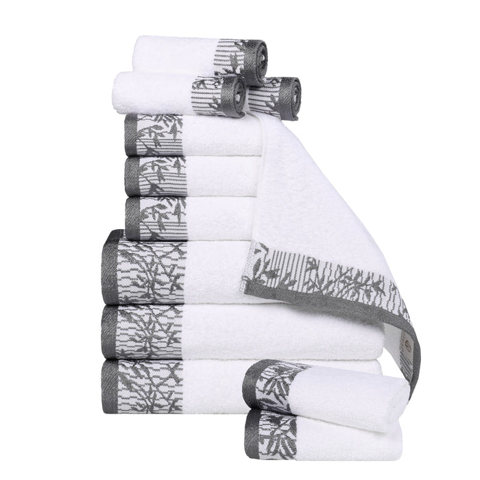 Wisteria Cotton Floral Embroidered Jacquard 12-Piece Towel Set