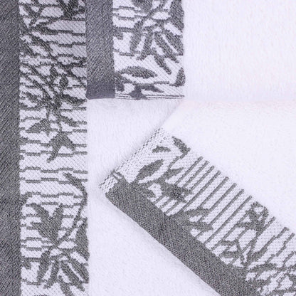 Wisteria Cotton Floral Embroidered Jacquard Border 8-Piece Towel Set - Blue Nile Mills