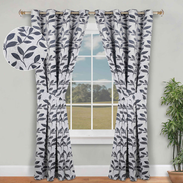 Leaves Machine Room Darkening Blackout Curtains, Set of 2