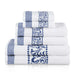 Athens Cotton Greek Scroll and Floral 6-Piece Assorted Towel Set - White-NavyBlue