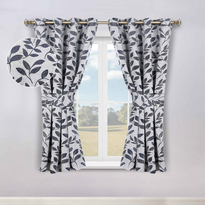 Leaves Machine Room Darkening Blackout Curtains, Set of 2