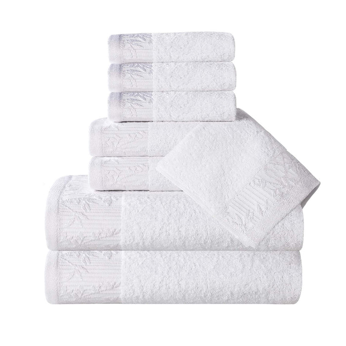 Wisteria Cotton Floral Embroidered Jacquard Border 8-Piece Towel Set