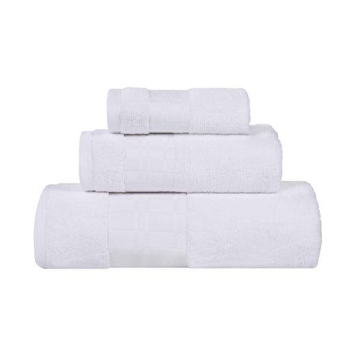 Larissa Cotton Geometric Embroidered 3-Piece Assorted Towel Set - White-White