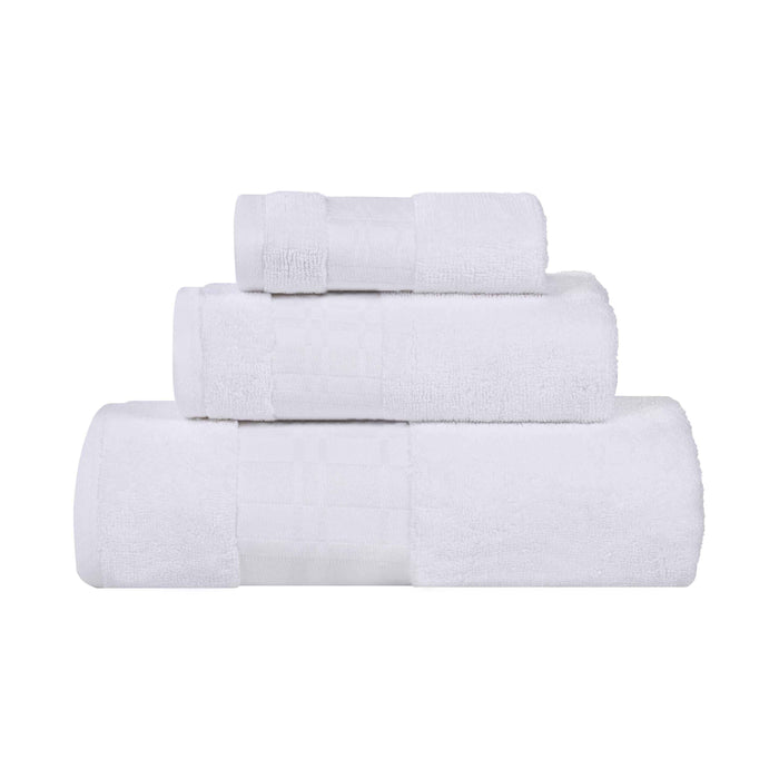 Larissa Cotton Geometric Embroidered 3-Piece Assorted Towel Set - White-White