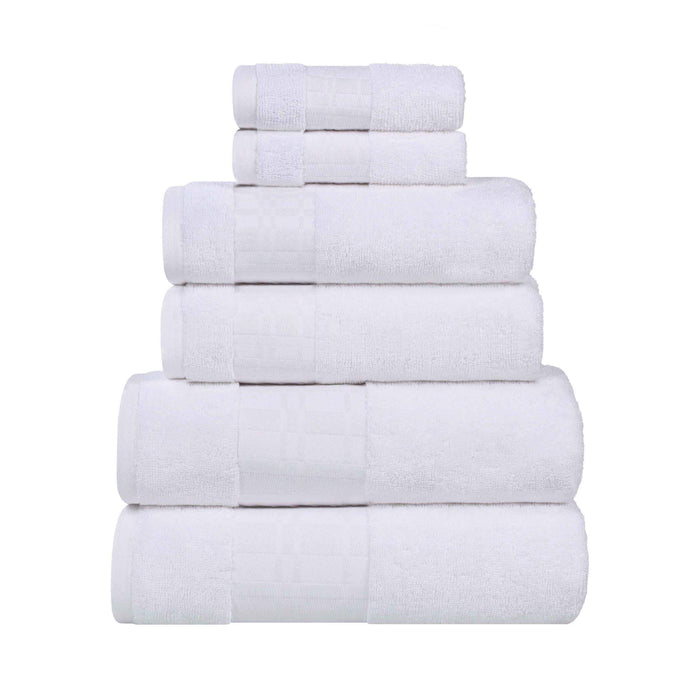 Larissa Cotton Geometric Embroidered Border 8-Piece Assorted Towel Set - White-White