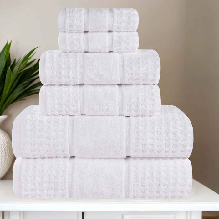 Zero Twist Cotton Waffle Honeycomb Soft Absorbent 6-Piece Towel Set