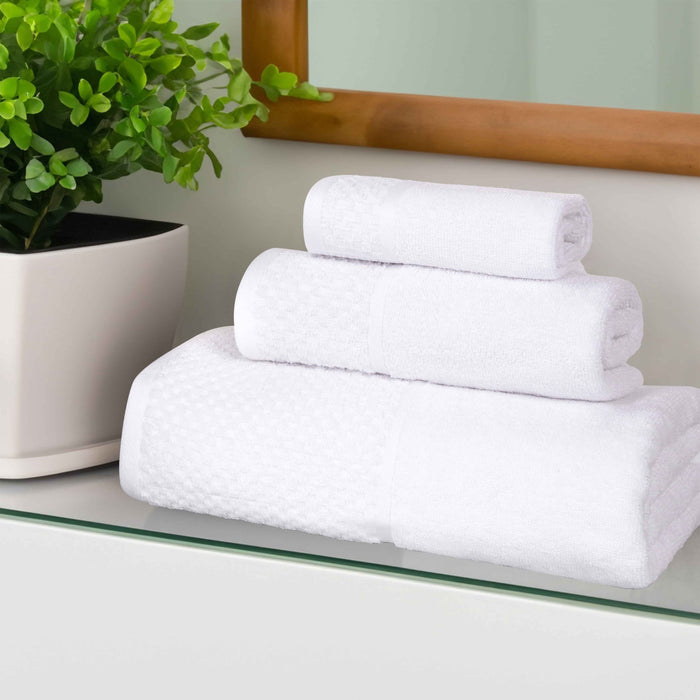Lodie Cotton Plush Soft Absorbent Two-Toned 3 Piece Towel Set