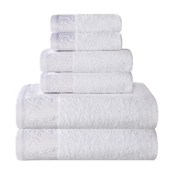 Wisteria Cotton Decorative 6 Piece Towel Set - White