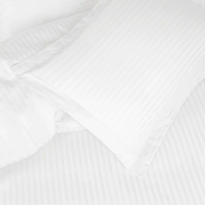 Egyptian Cotton 600 Thread Count Striped Duvet Cover Set - White