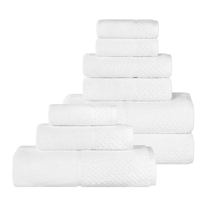 Lodie Cotton Plush Jacquard Solid and Two-Toned 9 Piece Towel Set