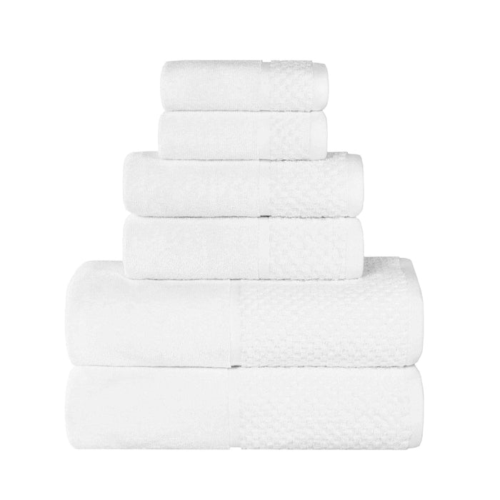 Lodie Cotton Plush Jacquard Solid and Two-Toned 6 Piece Towel Set