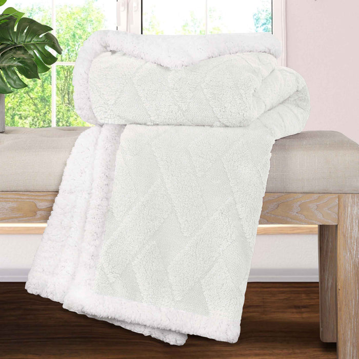 Nuuk Reversible Jacquard Lattice Plush Sherpa Fleece Blanket