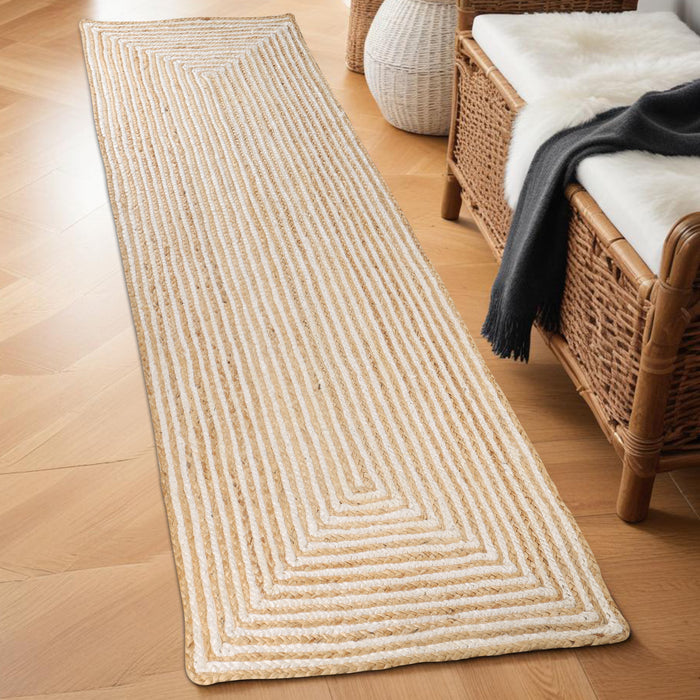 Braided Jute Reversible Handwoven Indoor Outdoor Area Rug - White