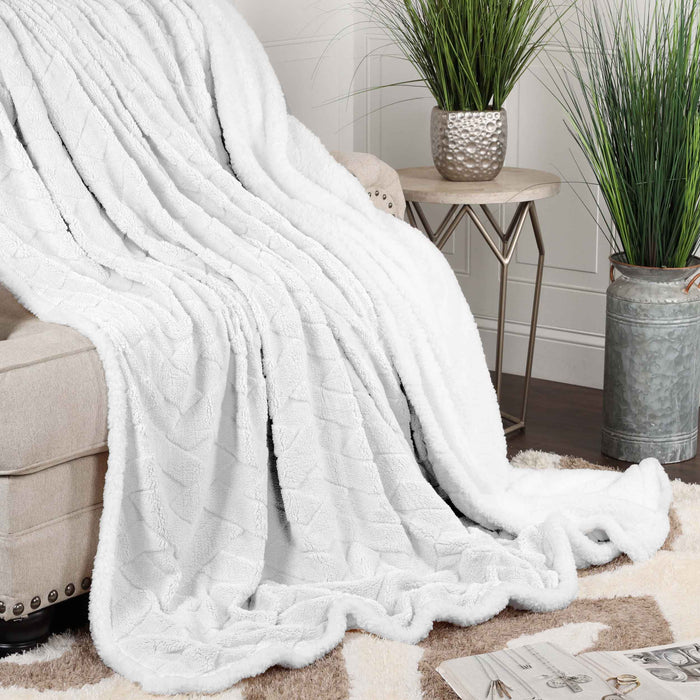 Nuuk Reversible Jacquard Lattice Plush Sherpa Fleece Blanket