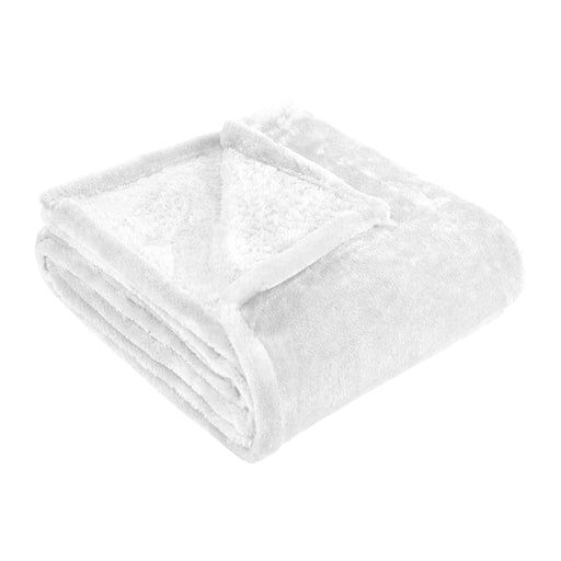 Classic Solid Fleece Plush Medium Weight Fluffy Soft Blanket - White