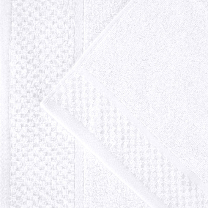 Lodie Cotton Plush Jacquard Solid and Two-Toned Bath Towel Set of 4 - White