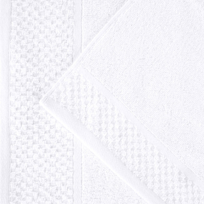 Lodie Cotton Plush Soft Absorbent Jacquard Solid 3 Piece Towel Set - White