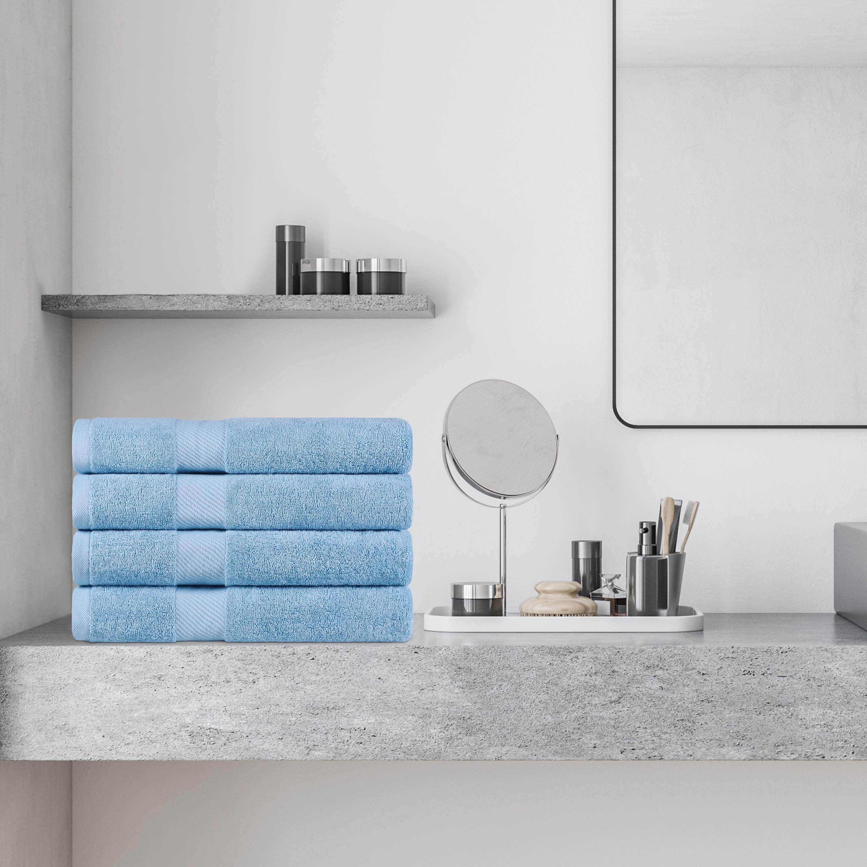 Kendell Egyptian Cotton 4 Piece Bath Towel Set with Dobby Border - Blue Nile Mills