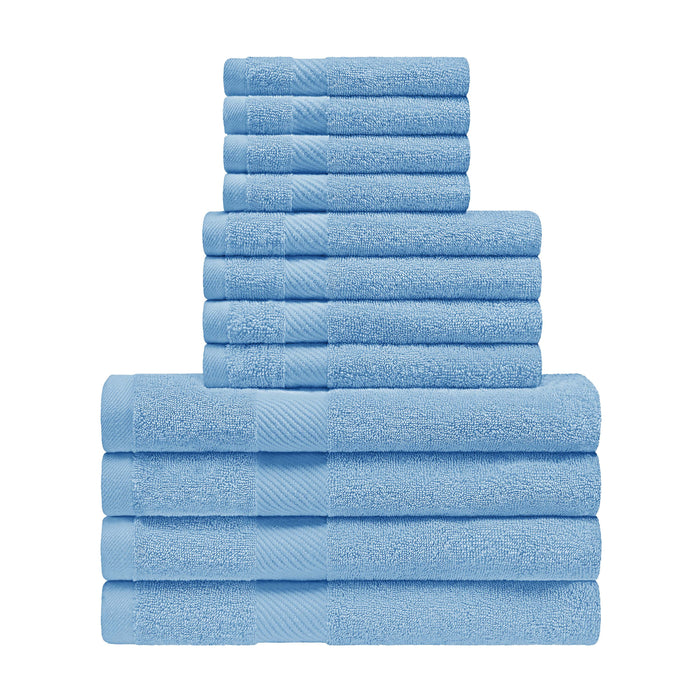 Kendell Egyptian Cotton 12 Piece Solid Towel Set - WinterBlue