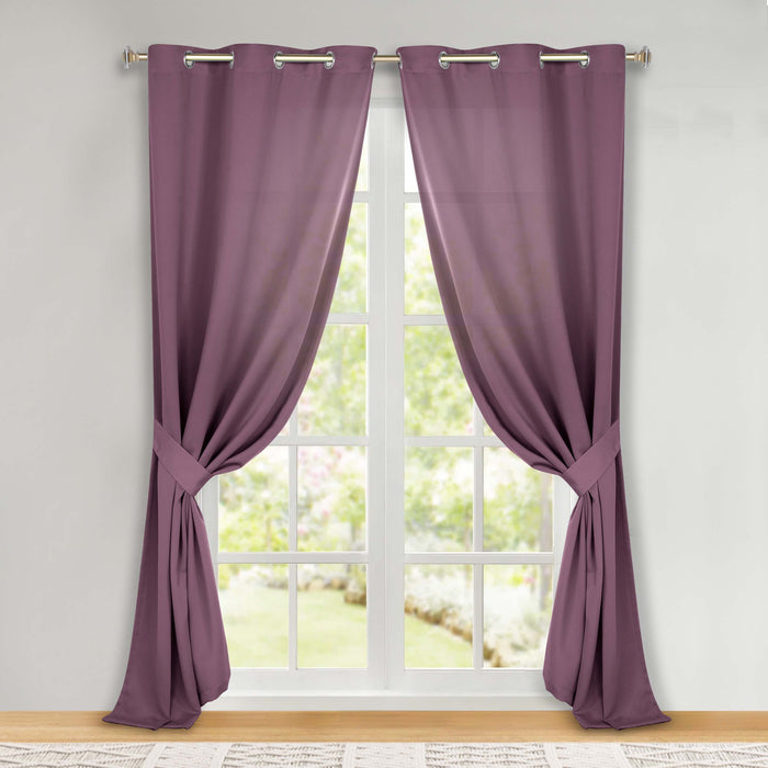 Solid Machine Washable Room Darkening Blackout Curtains, Set of 2 - Wisteria