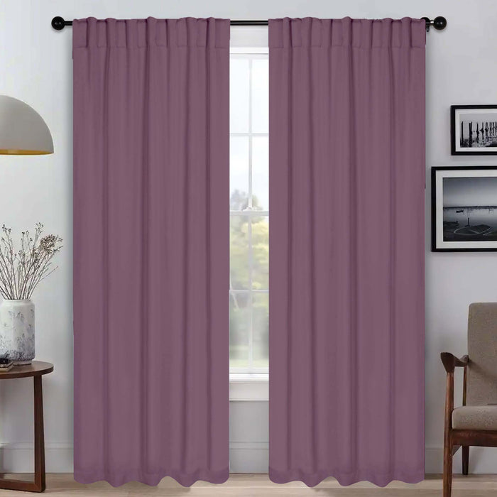 Solid Room Darkening Blackout Curtains with Back Tabs, Set of 2