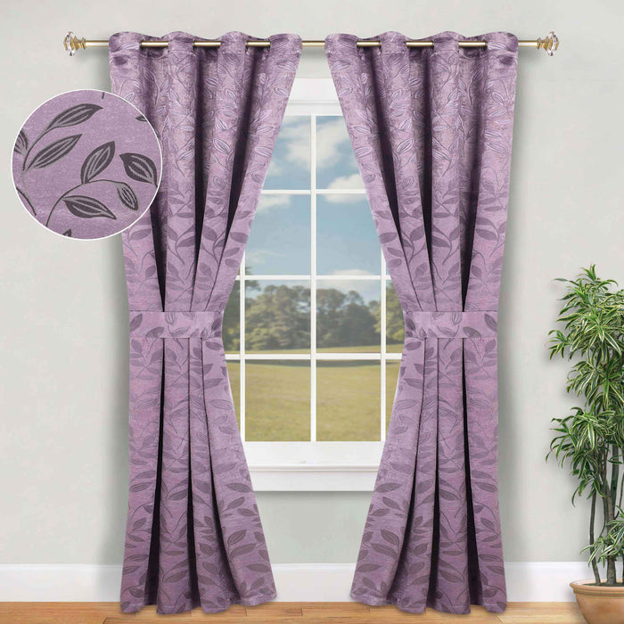 Leaves Machine Room Darkening Blackout Curtains, Set of 2