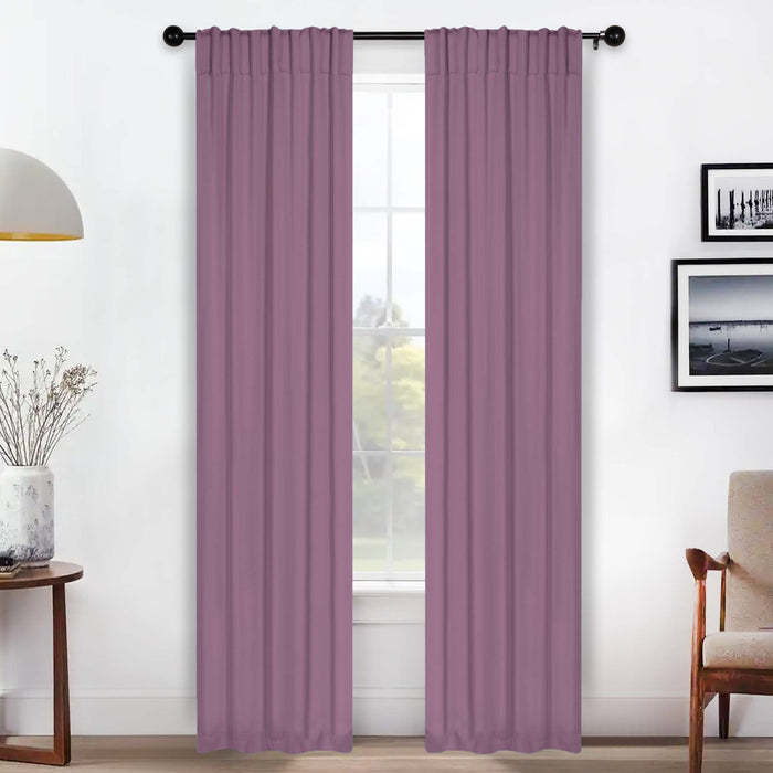 Solid Room Darkening Back Tabs Blackout Curtains, Set of 2