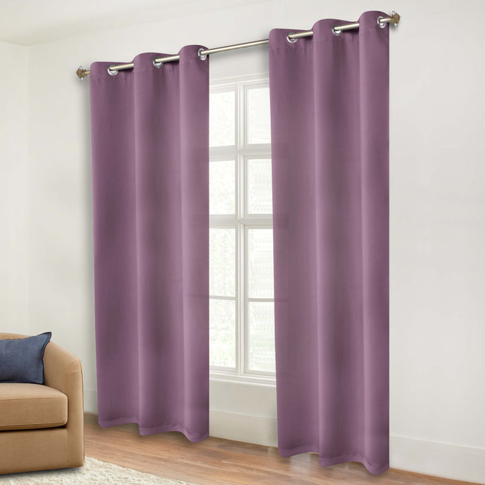 Solid Machine Washable Room Darkening Blackout Curtains, Set of 2 - Wisteria