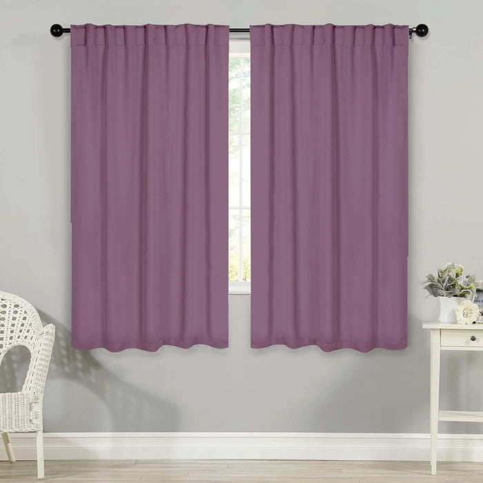 Solid Room Darkening Blackout Curtains with Back Tabs, Set of 2