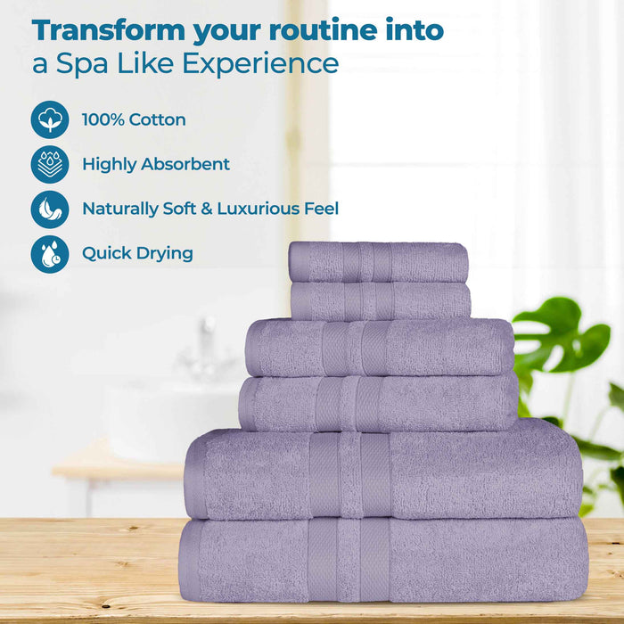 Ultra-Soft Cotton Absorbent Quick-Drying 12 Piece Assorted Towel Set - Wisteria