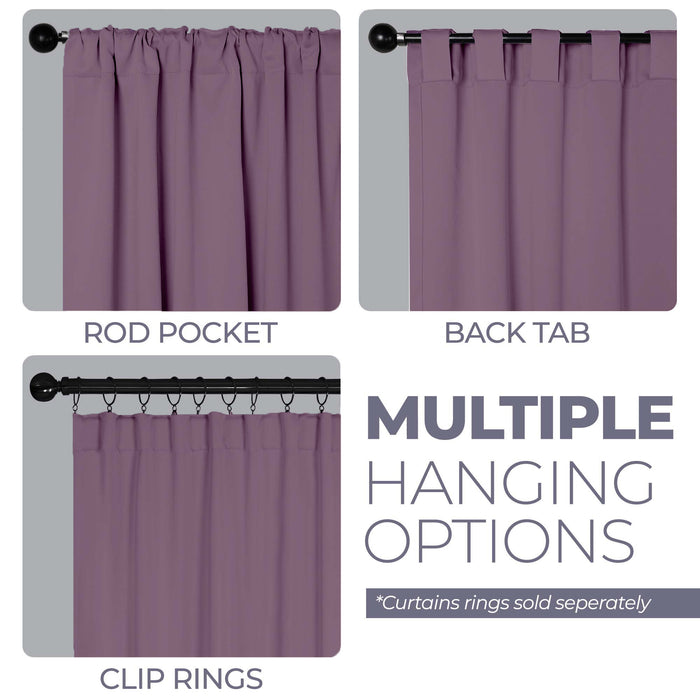 Solid Room Darkening Back Tabs Blackout Curtains, Set of 2