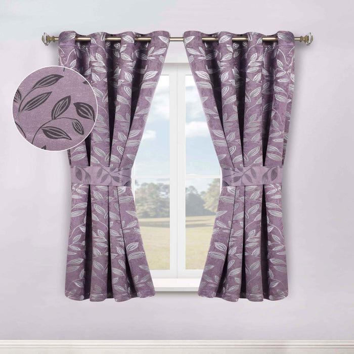 Leaves Machine Room Darkening Blackout Curtains, Set of 2