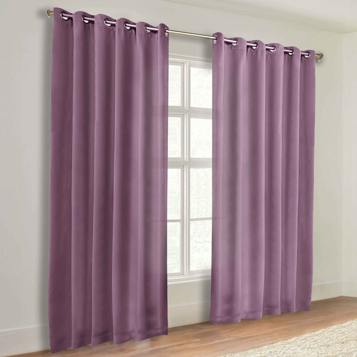 Solid Machine Washable Room Darkening Blackout Curtains, Set of 2 - Wisteria