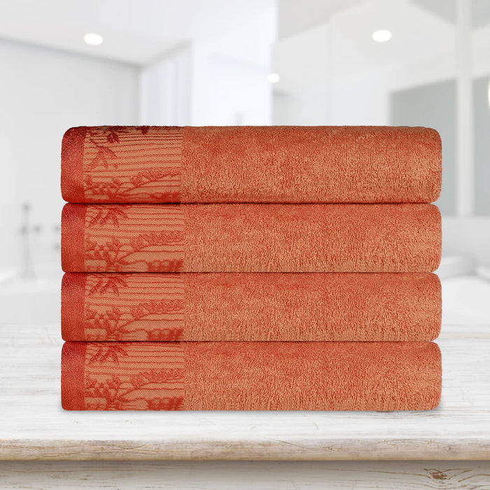 Wisteria Cotton loral Bohemian Embroidered Bath Towel Set Set of 4 - Mandarin