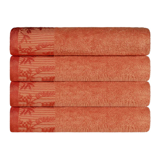 Wisteria Cotton loral Bohemian Embroidered Bath Towel Set Set of 4 - Mandarin