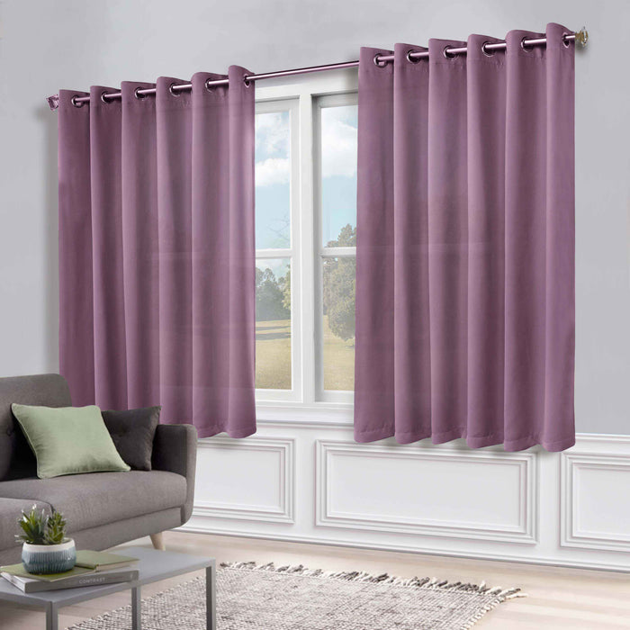 Solid Machine Washable Room Darkening Blackout Curtains, Set of 2 - Wisteria