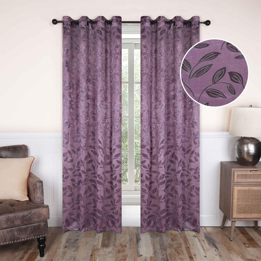 Leaves Machine Washable Room Darkening Blackout Curtains - Wisteria