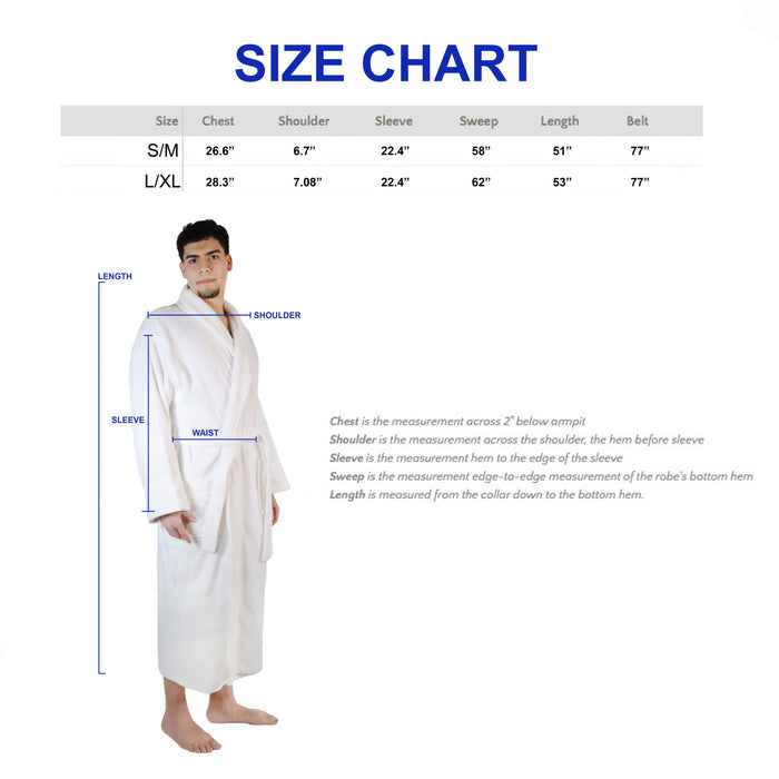 Classic Men's Bath Robe Turkish Cotton Bathrobe with Adjustable Belt