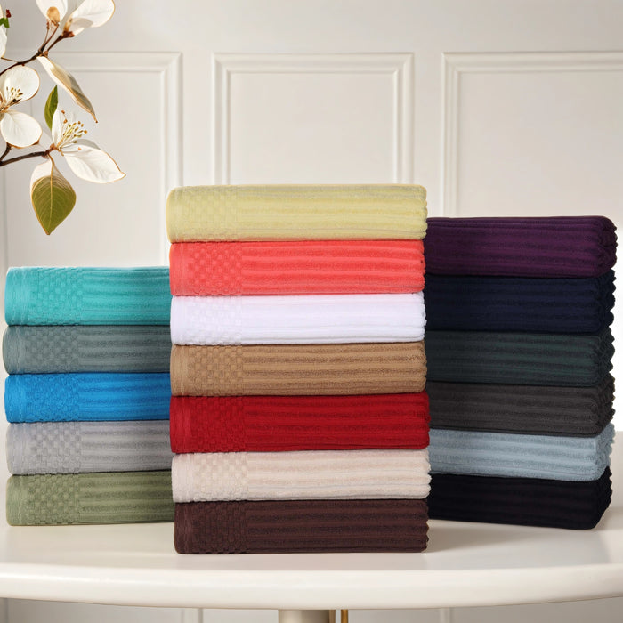 Soho Ribbed Textured Cotton Ultra-Absorbent 3-Piece Assorted Towel Set