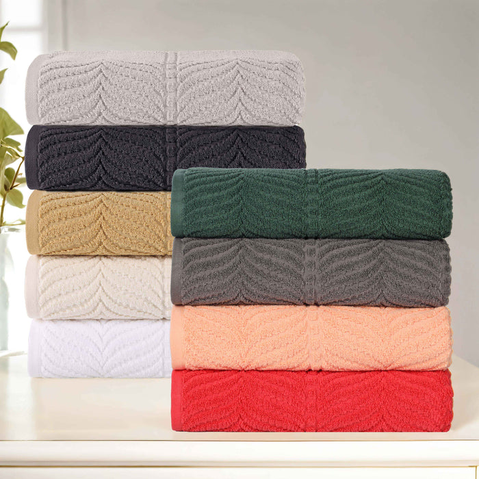 Zero Twist Cotton Solid and Jacquard Elegant Chevron 9 Piece Towel Set