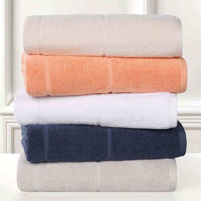 Mile Smart Twist Cotton Solid Broad Border 8 Piece Towel Set