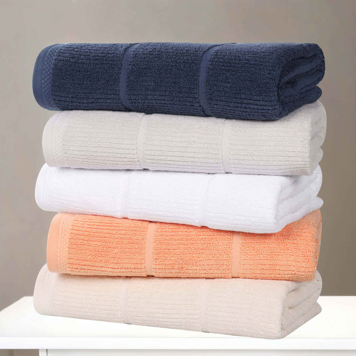 Milo Smart Twist Cotton Solid Ribbed Design 12 Piece Towel Set