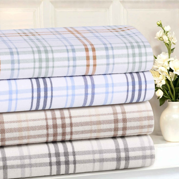 Plaid Flannel Cotton Classic Farmhouse Deep Pocket Bed Sheet Set