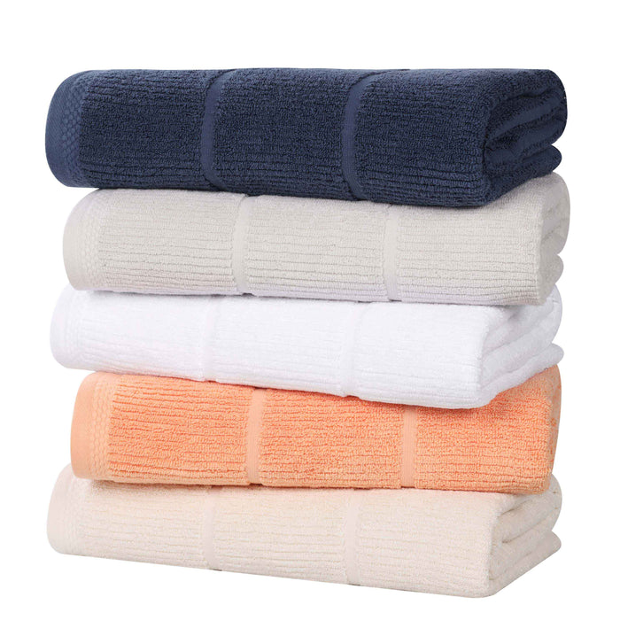 Milo Smart Twist Cotton Solid Ribbed Design 6 Piece Towel Set