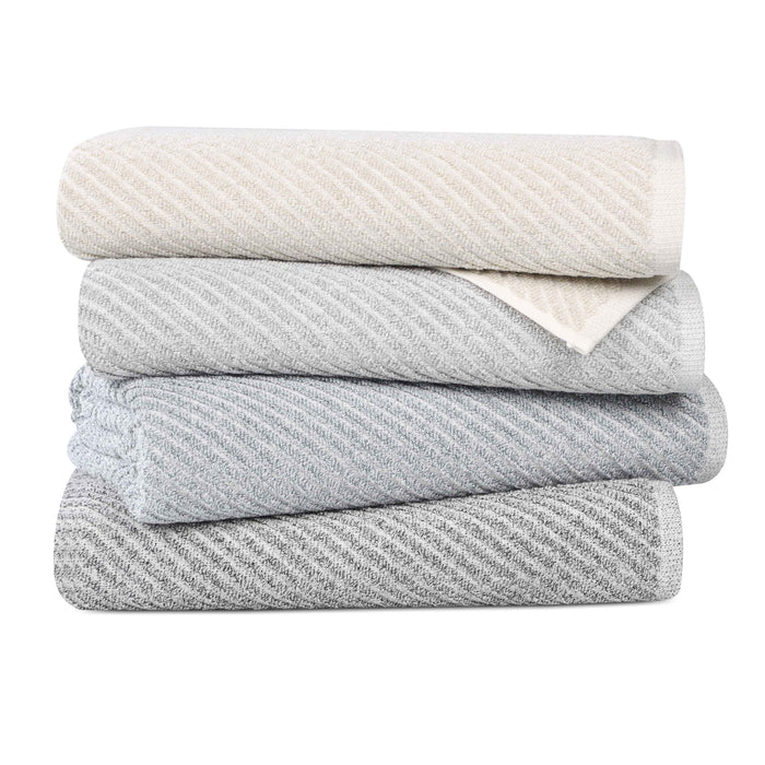 Amelia Cotton Blend Diagonal Stripes Face Towels, Set of 12