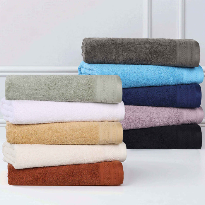 Honeycomb Textured Waffle Border Luxury Cotton 6 Piece Towel Set