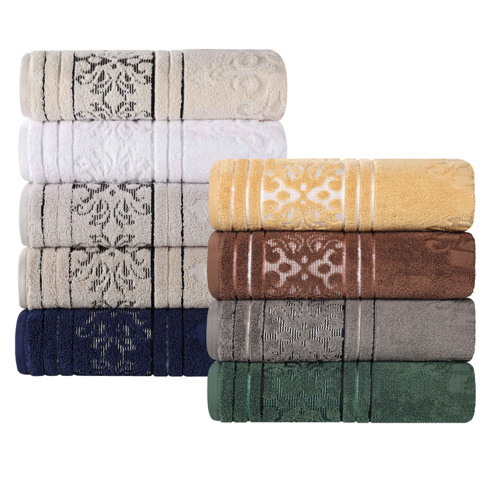 Sadie Zero Twist Cotton Solid and Jacquard Floral 8 Piece Towel Set